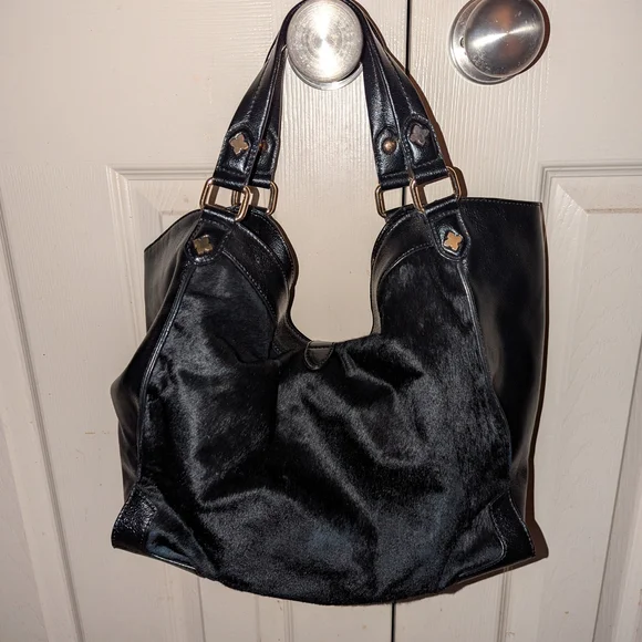 ANTONIO MELANI Black Satchel with Gold Accents - Picture 2 of 8